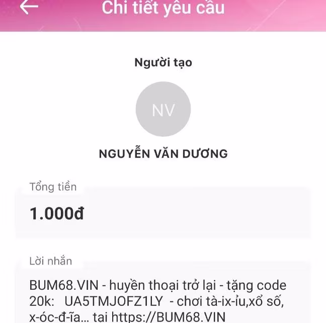 Đề nghị chuyển tiền người dùng ví điện tử MoMo nhận được Đề nghị chuyển tiền người dùng ví điện tử MoMo nhận được