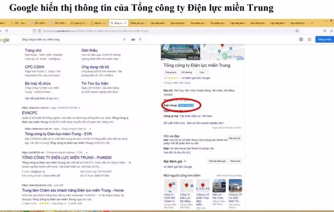 mhông tin về việc mạo danh hotline chăm sóc khách hàng của ngành điện