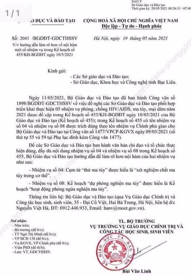 Bộ GD-ĐT lại làm dậy sóng dư luận với nhiệm vụ thí điểm thử ma tuý cho học sinh, sinh viên Bộ GD-ĐT lại làm dậy sóng dư luận với nhiệm vụ thí điểm thử ma tuý cho học sinh, sinh viên