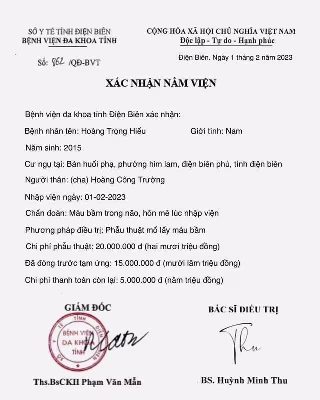 Giấy xác nhận nằm viện bị làm giả với nhiều thông tin không đúng sự thật Giấy xác nhận nằm viện bị làm giả với nhiều thông tin không đúng sự thật