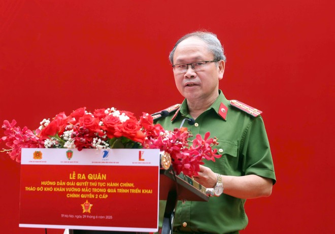 Đại tá Ngô Như Cường phát biểu tại buổi lễ
