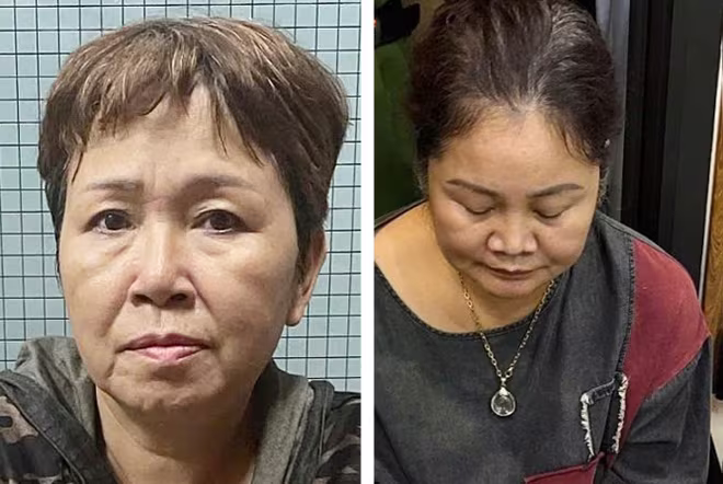 Nguyễn Thị Đào và Phùng Ngọc Bích tại cơ quan công an Nguyễn Thị Đào và Phùng Ngọc Bích tại cơ quan công an
