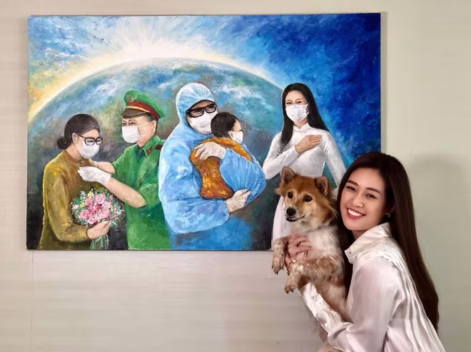 Bức tranh do Khánh Vân và cha cô vẽ để gây quỹ ủng hộ công tác phòng chống dịch Covid-19 Bức tranh do Khánh Vân và cha cô vẽ để gây quỹ ủng hộ công tác phòng chống dịch Covid-19