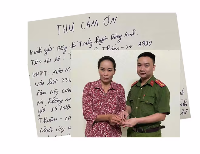 Trung úy Nguyễn Đức Thuận trao trả tài sản cho người đánh rơi