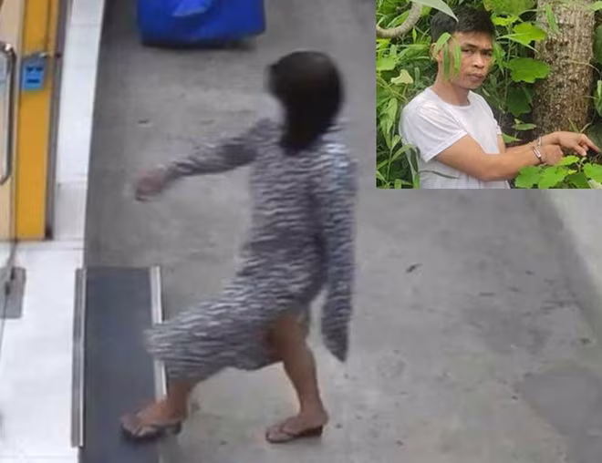 Đối tượng Dũng mặc đồ và tóc giả gái bị camera ghi lại Đối tượng Dũng mặc đồ và tóc giả gái bị camera ghi lại