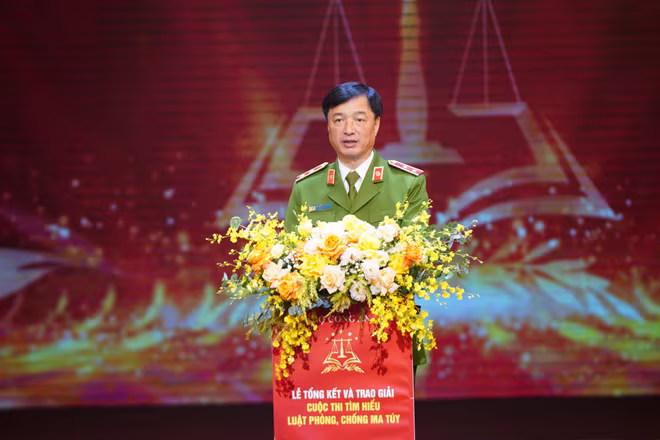 Thứ trưởng Bộ Công an Nguyễn Duy Ngọc phát biểu tại lễ tổng kết và trao giải cuộc thi