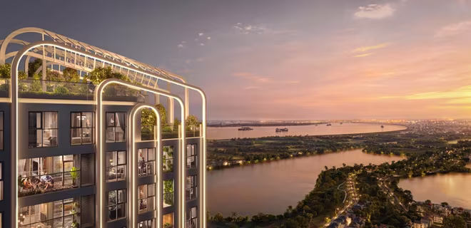 Khung kính Low – E mở ra tầm nhìn sông Hồng của Galia Hanoi