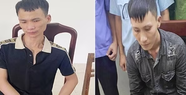 Quân và Hùng tại cơ quan công an (ảnh công an huyện Kỳ Sơn)