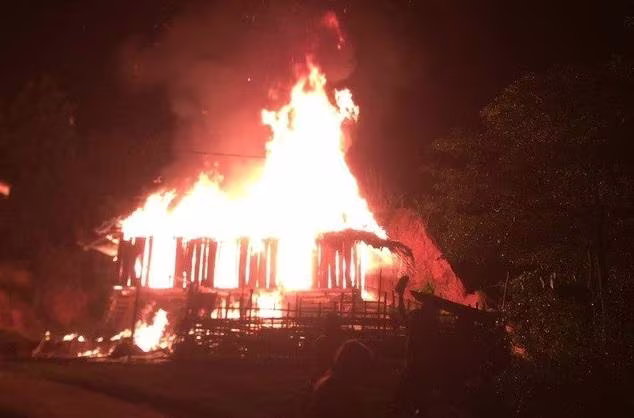 Ngôi nhà mới xây dựng bị Huỳnh phóng hỏa đốt trụi