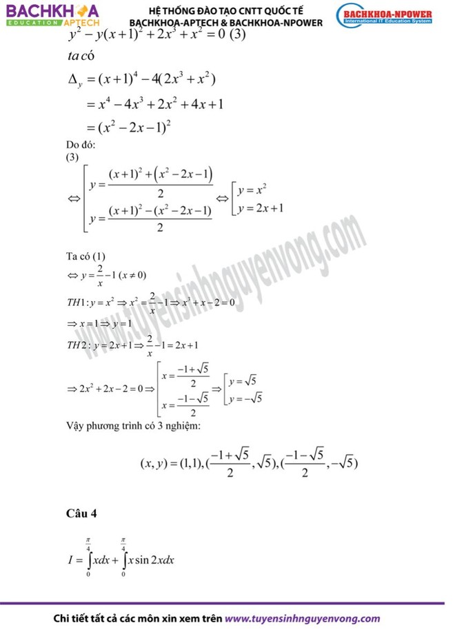 Gợi ý đáp án đề thi môn Toán khối B, D ảnh 11 Gợi ý đáp án đề thi môn Toán khối B, D ảnh 11