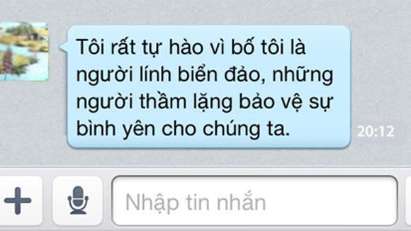Tin nhắn xúc động của người vợ gửi chồng ở Trường Sa ảnh 2 Tin nhắn xúc động của người vợ gửi chồng ở Trường Sa ảnh 2