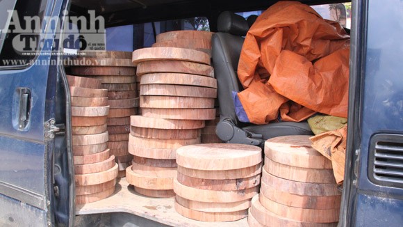 Thu giữ gần 200 thớt gỗ nghiến thành phẩm không rõ nguồn gốc ảnh 1 Thu giữ gần 200 thớt gỗ nghiến thành phẩm không rõ nguồn gốc ảnh 1