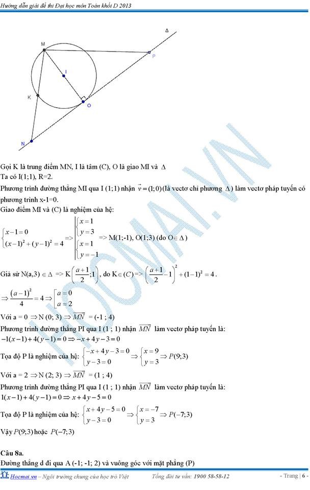 Gợi ý cách giải đề thi tuyển sinh ĐH năm 2013 môn Toán (khối B và D) ảnh 16 Gợi ý cách giải đề thi tuyển sinh ĐH năm 2013 môn Toán (khối B và D) ảnh 16