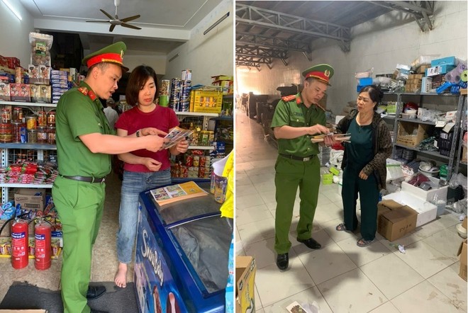 Tổ địa bàn PCCC và CNCH Thường Tín tuyên truyền, hướng dẫn các biện pháp đảm bảo an toàn PCCC cho các hộ kinh doanh trên địa bàn...