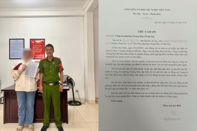 Gia đình cháu G cảm ơn Công an phường Tương Mai Gia đình cháu G cảm ơn Công an phường Tương Mai