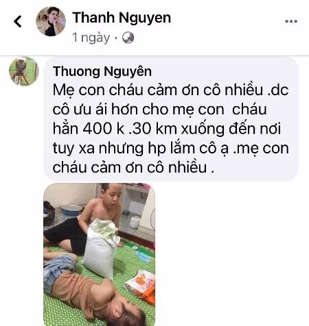 Tin nhắn cảm ơn của người được nhận quà khiến bà Thành ấm lòng Tin nhắn cảm ơn của người được nhận quà khiến bà Thành ấm lòng