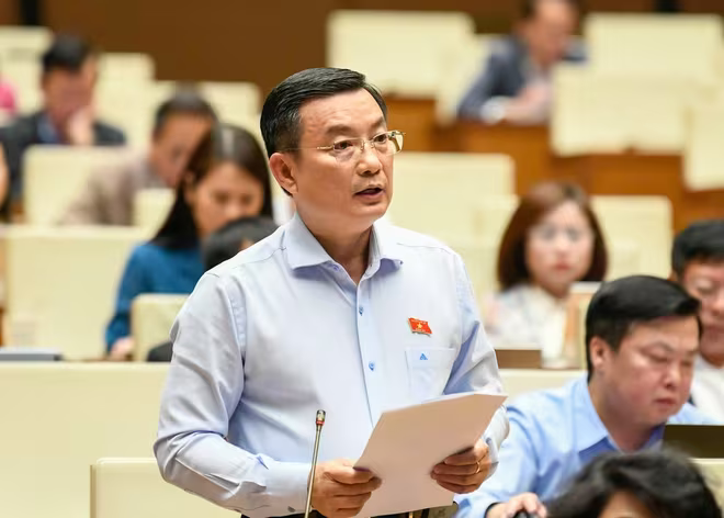 Đại biểu Phạm Trọng Nhân (đoàn TP.HCM) tham gia thảo luận