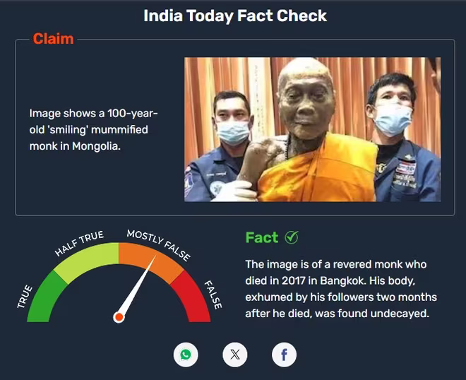 Phòng đấu tranh chống tin giả của tờ India Today chỉ ra, tin tức này là giả Phòng đấu tranh chống tin giả của tờ India Today chỉ ra, tin tức này là giả