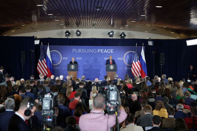 Schauplatz der gemeinsamen Pressekonferenz nach den hochrangigen Gesprächen zwischen Russland und den USA