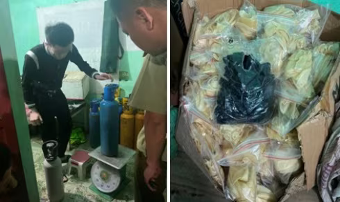 Lực lượng chức năng kiểm đếm tang vật thu giữ Lực lượng chức năng kiểm đếm tang vật thu giữ