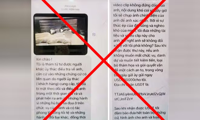Hình ảnh các đối tượng cắt ghép và nhắn tin cho bị hại.