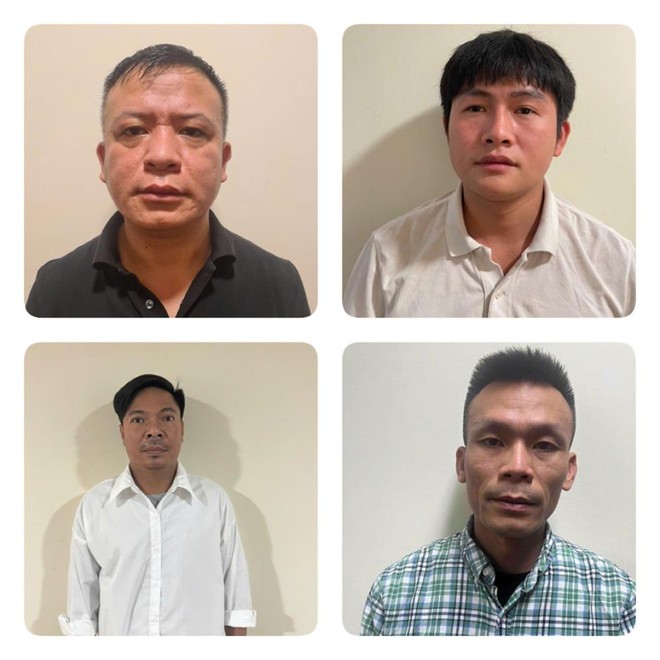 Các bị cáo từ trái sang, trên xuống: Trần Minh Tiệp, Phùng Văn Lương, Nguyễn Văn Hà, Trần Đình Quý.