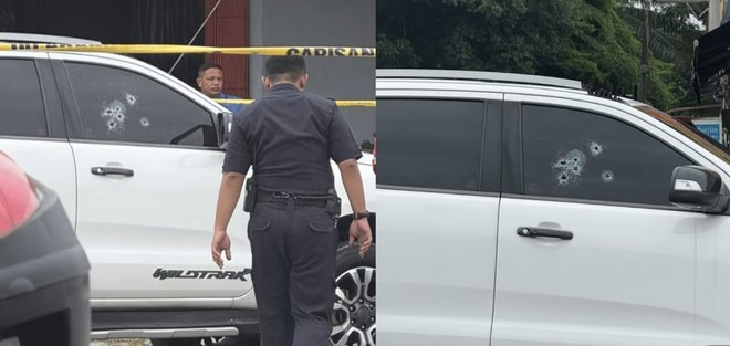 Sau vụ xả súng chết người ngày 2-6-2025 tại thị trấn Meru, bang Selangor, Malaysia, người ta phát hiện 6 lỗ đạn trên cửa kính