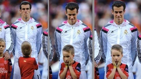 Phản ứng ngộ nghĩnh của cậu bé Cardiff khi đứng cạnh Gareth Bale ảnh 2 Phản ứng ngộ nghĩnh của cậu bé Cardiff khi đứng cạnh Gareth Bale ảnh 2