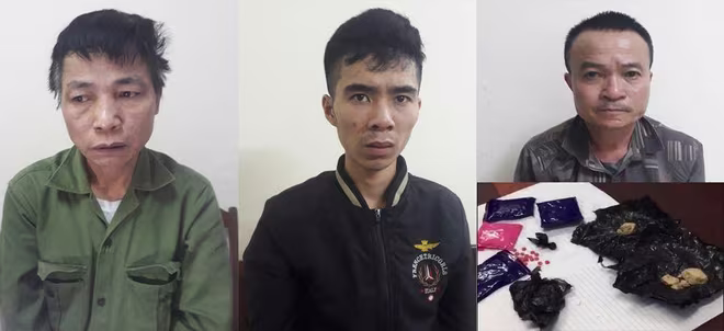 Các đối tượng cùng tang vật bị bắt giữ Các đối tượng cùng tang vật bị bắt giữ