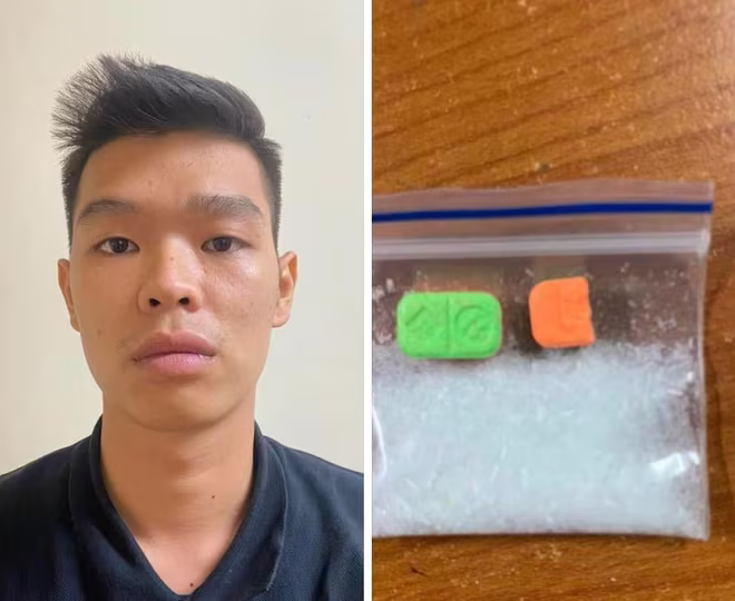 Đối tượng Đặng Hoàng Anh cùng số tang vật Đối tượng Đặng Hoàng Anh cùng số tang vật