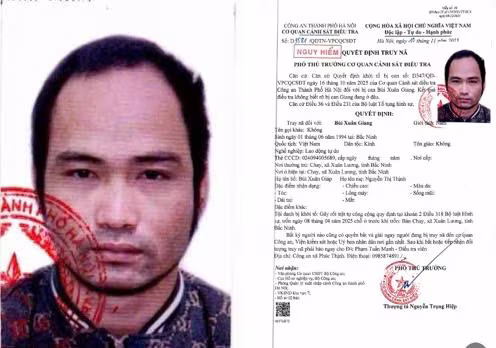 Quyết định truy nã Bùi Xuân Giang