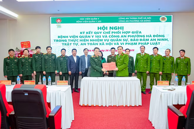 Lễ ký kết Quy chế phối hợp giữa Công an phường Hà Đông và Bệnh viện Quân y 103
