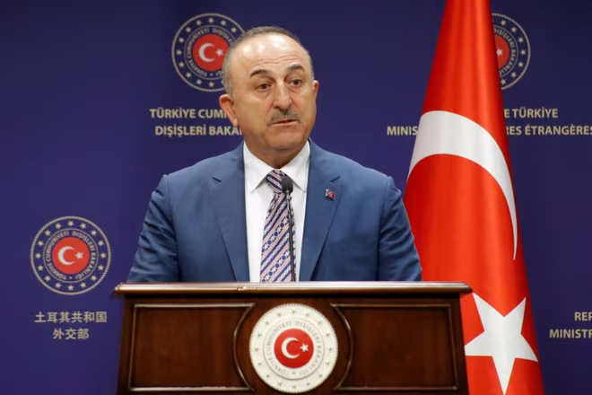 Ngoại trưởng Thổ Nhĩ Kỳ Mevlut Cavusoglu tại cuộc họp báo ở Ankara hồi tháng 6. Ảnh: Reuters. Ngoại trưởng Thổ Nhĩ Kỳ Mevlut Cavusoglu tại cuộc họp báo ở Ankara hồi tháng 6. Ảnh: Reuters.