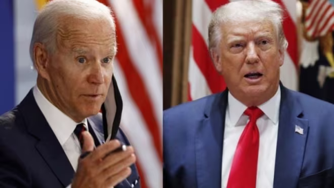 Ứng cử viên đảng Dân chủ Joe Biden (trái) và đương kim Tổng thống Mỹ Donald Trump Ứng cử viên đảng Dân chủ Joe Biden (trái) và đương kim Tổng thống Mỹ Donald Trump