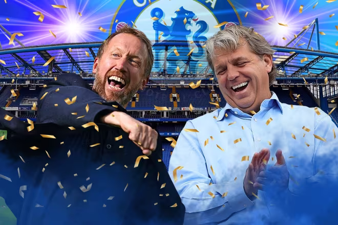Graham Potter (trái) chính thức trở thành HLV trưởng Chelsea Graham Potter (trái) chính thức trở thành HLV trưởng Chelsea