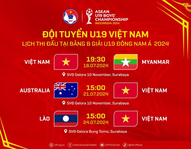 Lịch thi đấu của U19 Việt Nam Lịch thi đấu của U19 Việt Nam