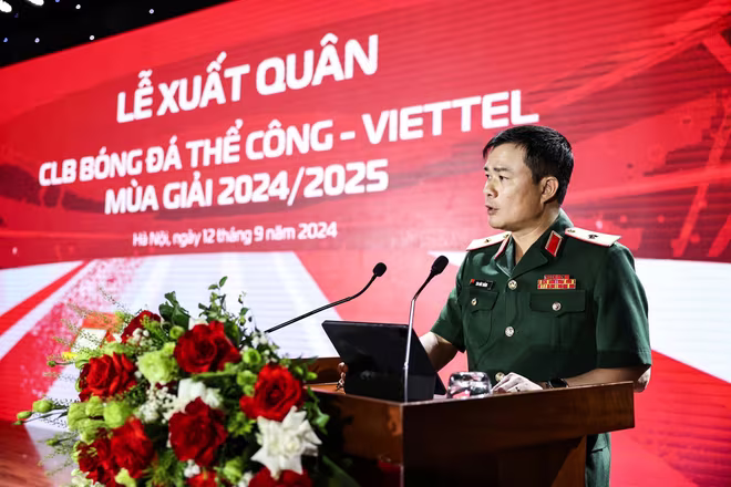 Thiếu tướng Tào Đức Thắng - Chủ tịch kiêm Tổng giám đốc Tập đoàn Viettel phát biểu tại buổi lễ Thiếu tướng Tào Đức Thắng - Chủ tịch kiêm Tổng giám đốc Tập đoàn Viettel phát biểu tại buổi lễ