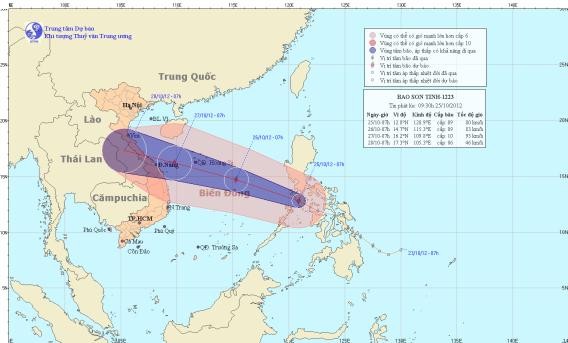 Chiều tối nay 25-10, bão Sơn Tinh vào biển Đông ảnh 1 Chiều tối nay 25-10, bão Sơn Tinh vào biển Đông ảnh 1