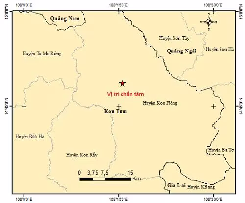 Động đất ở huyện Kon Plông vào chiều nay, 4/12