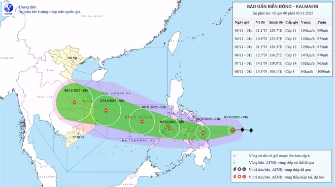 Bão Kalmaegi đang giật cấp 14 đang tiến sát về Biển Đông Bão Kalmaegi đang giật cấp 14 đang tiến sát về Biển Đông