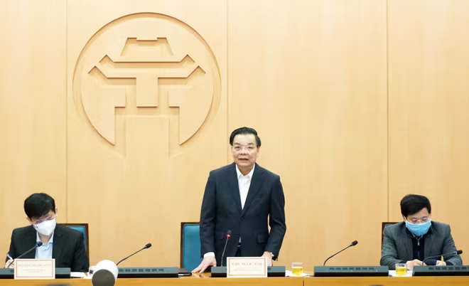 Chủ tịch UBND TP Chu Ngọc Anh phát biểu tại cuộc họp