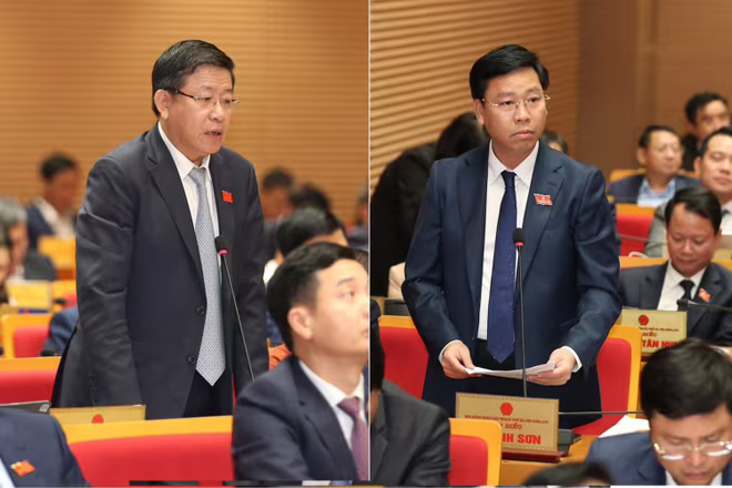 Phó Chủ tịch UBND TP Hà Nội Dương Đức Tuấn (bên trái) trả lời đại biểu về tiến độ dự án ở 148 Giảng Võ, Ba Đình Phó Chủ tịch UBND TP Hà Nội Dương Đức Tuấn (bên trái) trả lời đại biểu về tiến độ dự án ở 148 Giảng Võ, Ba Đình