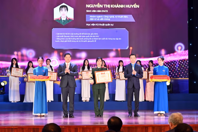 Ông Vũ Mạnh Hà - Thứ trưởng thường trực Bộ Y tế và anh Nguyễn Minh Triết, Chủ tịch Trung ương Hội SVVN trao Giải thưởng Nữ sinh KHCN cho các nữ sinh tiêu biểu. Ông Vũ Mạnh Hà - Thứ trưởng thường trực Bộ Y tế và anh Nguyễn Minh Triết, Chủ tịch Trung ương Hội SVVN trao Giải thưởng Nữ sinh KHCN cho các nữ sinh tiêu biểu.