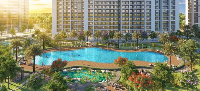 Bể bơi rộng 1.000m2 nội khu The Mirae Park Bể bơi rộng 1.000m2 nội khu The Mirae Park