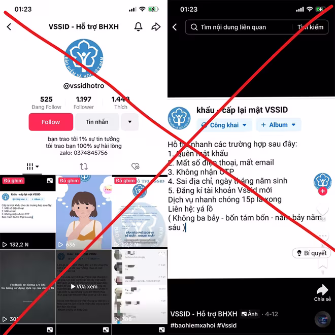 Cảnh báo hình thức cung cấp dịch vụ cấp lại mật khẩu, chỉnh sửa thông tin ứng dụng VssID - BHXH số lấy phí trái pháp luật. Cảnh báo hình thức cung cấp dịch vụ cấp lại mật khẩu, chỉnh sửa thông tin ứng dụng VssID - BHXH số lấy phí trái pháp luật.