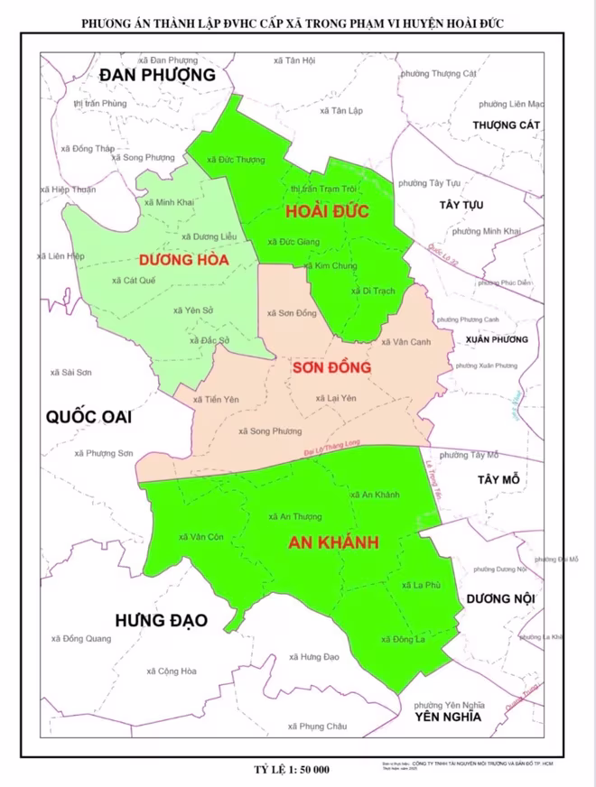 Dự kiến sau sắp xếp, huyện Hoài Đức còn 4 đơn vị hành chính cơ sở