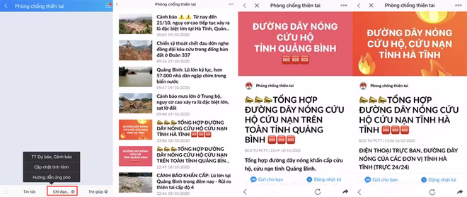 Trang Zalo “Phòng chống thiên tai” gửi thông tin đến người dân Trang Zalo “Phòng chống thiên tai” gửi thông tin đến người dân