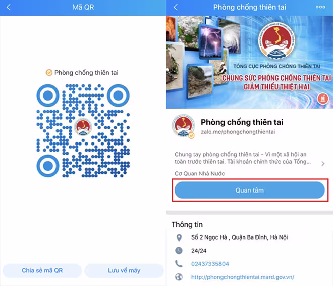 Cách truy cập trang Zalo “Phòng chống thiên tai” Cách truy cập trang Zalo “Phòng chống thiên tai”