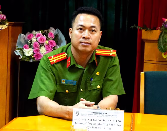 Trung tá Phạm Trung Khánh Tùng, Trưởng Công an phường Vĩnh Tuy, quận Hai Bà Trưng, TP Hà Nội Trung tá Phạm Trung Khánh Tùng, Trưởng Công an phường Vĩnh Tuy, quận Hai Bà Trưng, TP Hà Nội