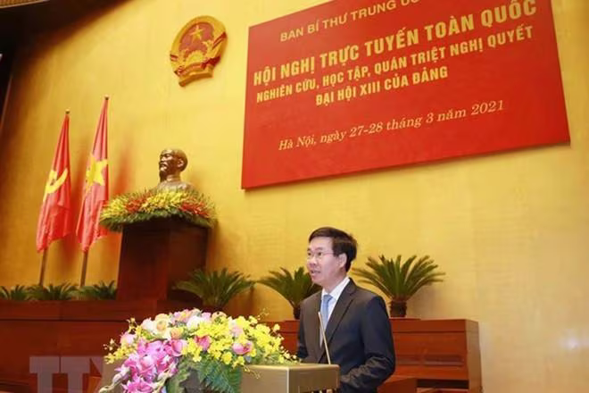 Ủy viên Bộ Chính trị, Thường trực Ban Bí thư Võ Văn Thưởng phát biểu tại hội nghị Ủy viên Bộ Chính trị, Thường trực Ban Bí thư Võ Văn Thưởng phát biểu tại hội nghị